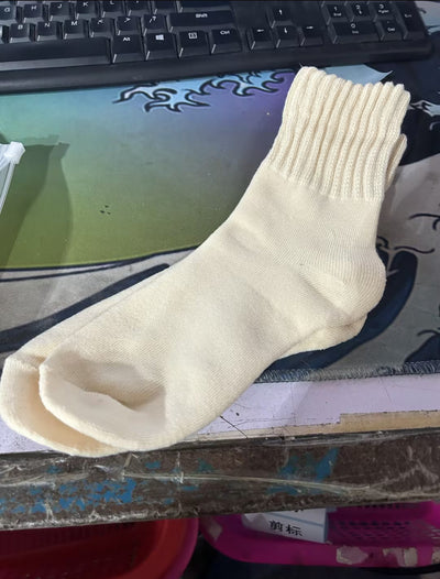 Ins Knitted Socks Winter Warm Thickened Solid Loop Socks High Ribbed Sweat-absorbent Floor Sock