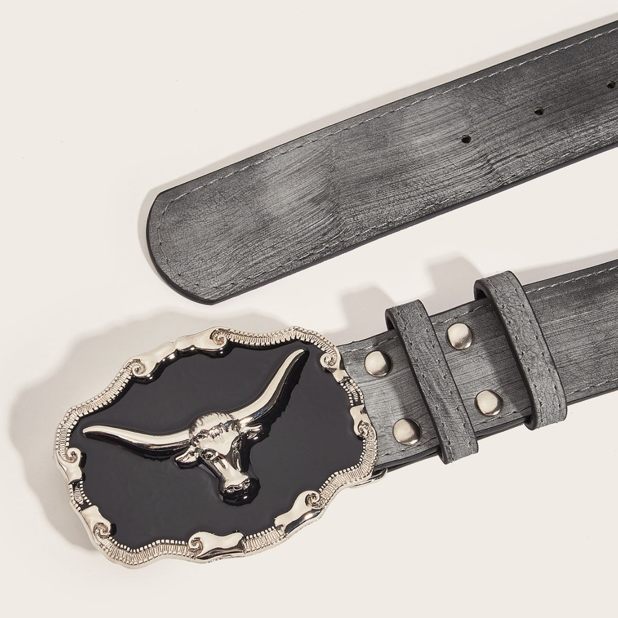 Retro Domineering Epoxy Cattle Head Buckle Women's Casual Men's Jeans Strap Personality Belt