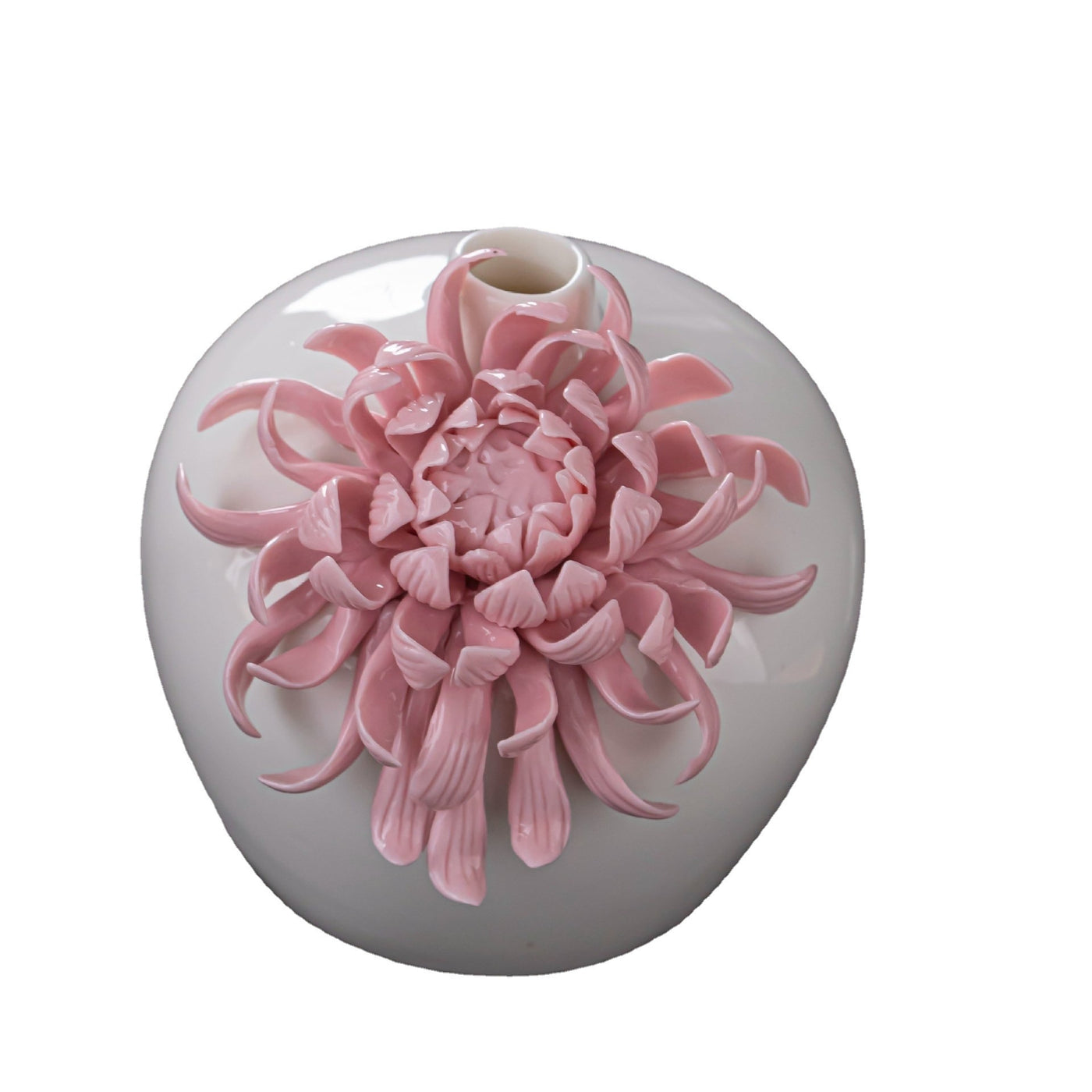 Hand Held Ceramic Flower Vase Pink