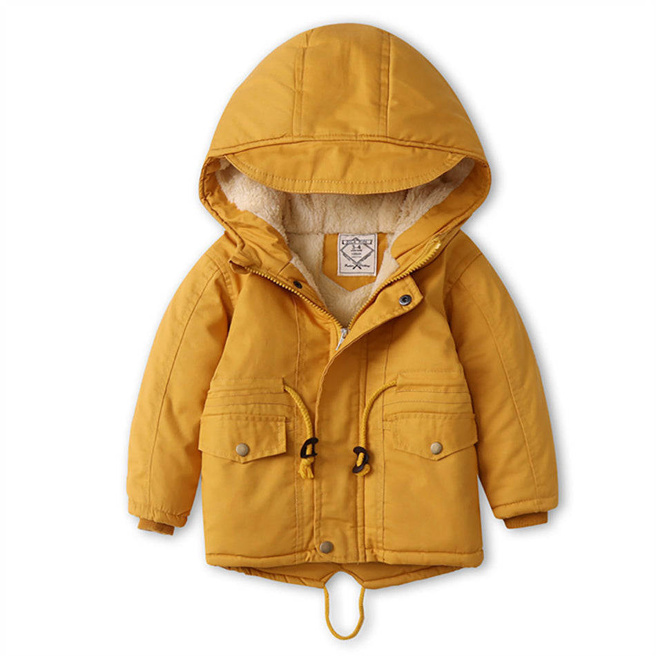 LM 6035 Manteau coupe-vent garçon style Europe et Amérique, coupe-vent en cachemire pour l'automne et l'hiver, vêtements pour enfants