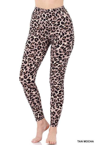 Brushed Microfiber Leopard Print Leggings - Firebrands