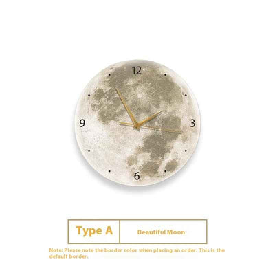 Moon Clock Living Room Clock Decorative Painting Silent Wind Wall Lamp