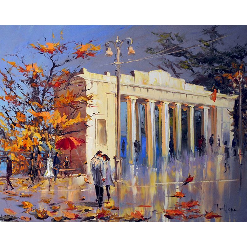 Pintura digital DIY de paisagem, arte de parede moderna, quadro para colorir em acrílico, cidade