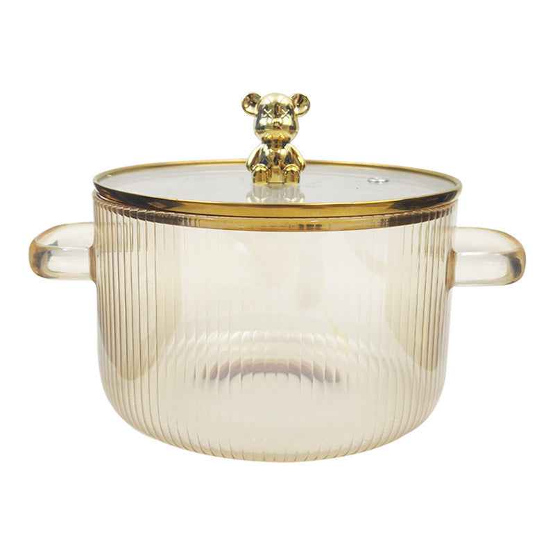 Thick Double-ear Transparent Glass Milk Pot Instant Noodle Bowl Hot Pot Non-stick