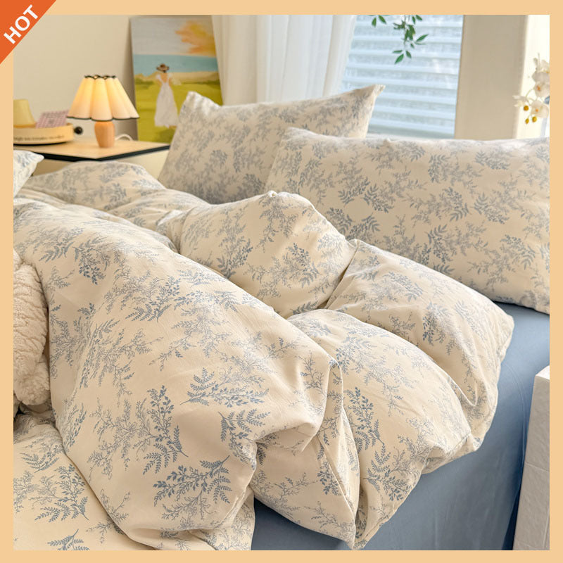 Super Soft Glutinous Clouds Cotton Four-piece Set Washed