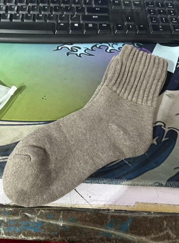 Ins Knitted Socks Winter Warm Thickened Solid Loop Socks High Ribbed Sweat-absorbent Floor Sock