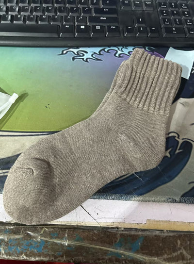 Ins Knitted Socks Winter Warm Thickened Solid Loop Socks High Ribbed Sweat-absorbent Floor Sock