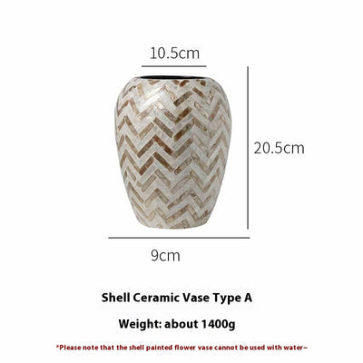 Natural Shell Handmade Ceramic Vase Home Creative Flower Container