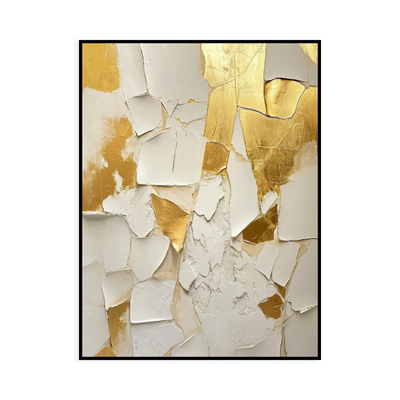Golden And White Texture Painting Handmade Oil Painting Abstract On Canvas  Medieval Minimalist Wall Art For Living Room Home Decor