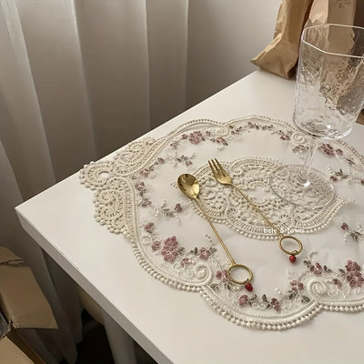 Vintage French Lace Embroidered Coaster and Placemat Decor - Firebrands
