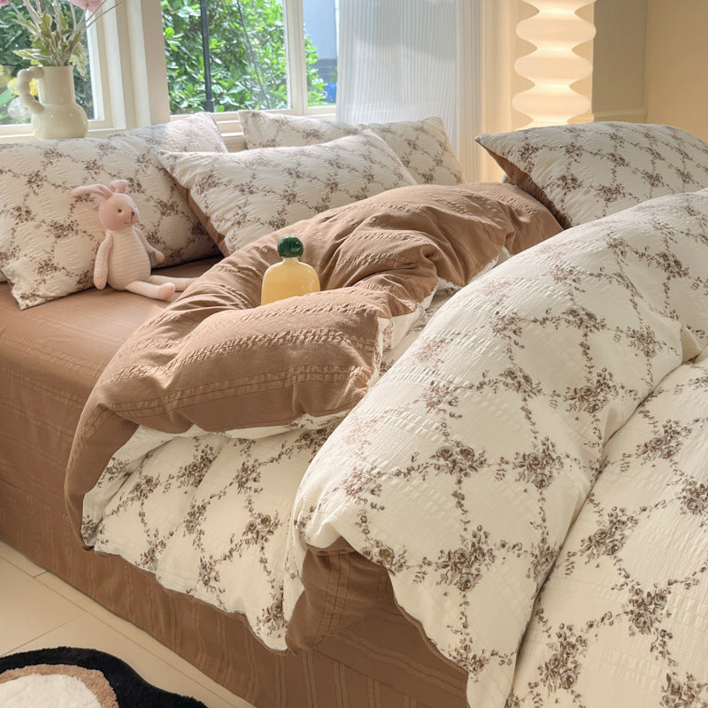 Conjunto de quatro peças em algodão, fio Cloud Yarn Classe A, estilo Ins.