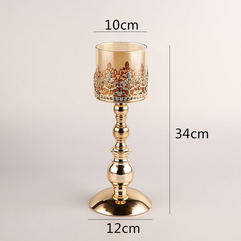 Crystal Candle Holder Creative Decoration Restaurant Metal Glass