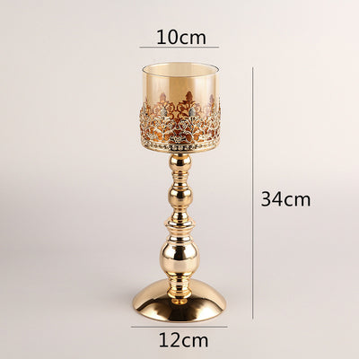Crystal Candle Holder Creative Decoration Restaurant Metal Glass