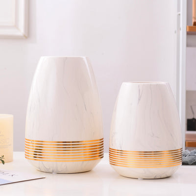 Marbled Cearamic Vase Golden Circle Flower Vase Water Planting Container Home Decorative Wedding Gift