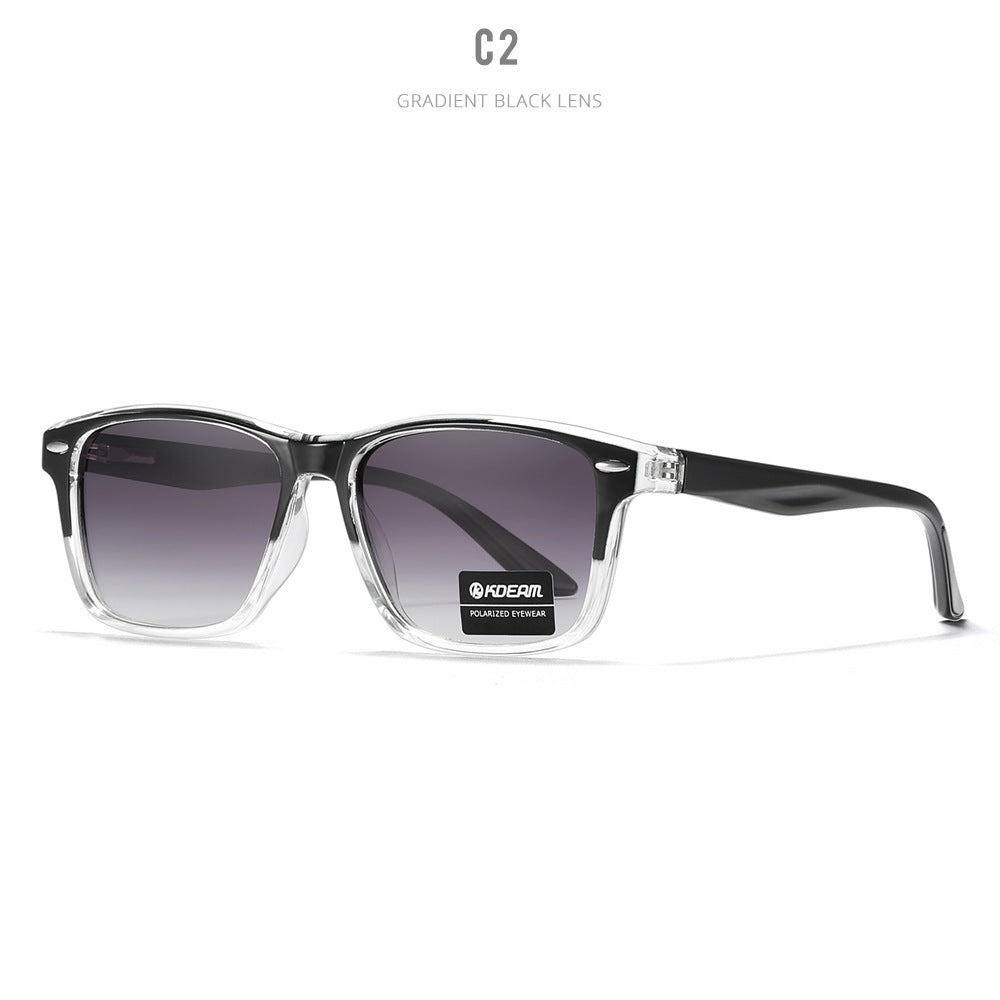 Lunettes de soleil carrées décontractées sans logo, polarisées, sans logo