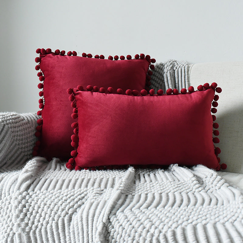 Fur ball velvet sofa cushion pillowcase