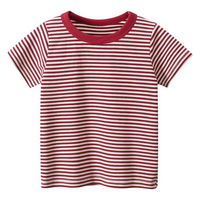 T-shirt rayé à manches courtes et col rond
