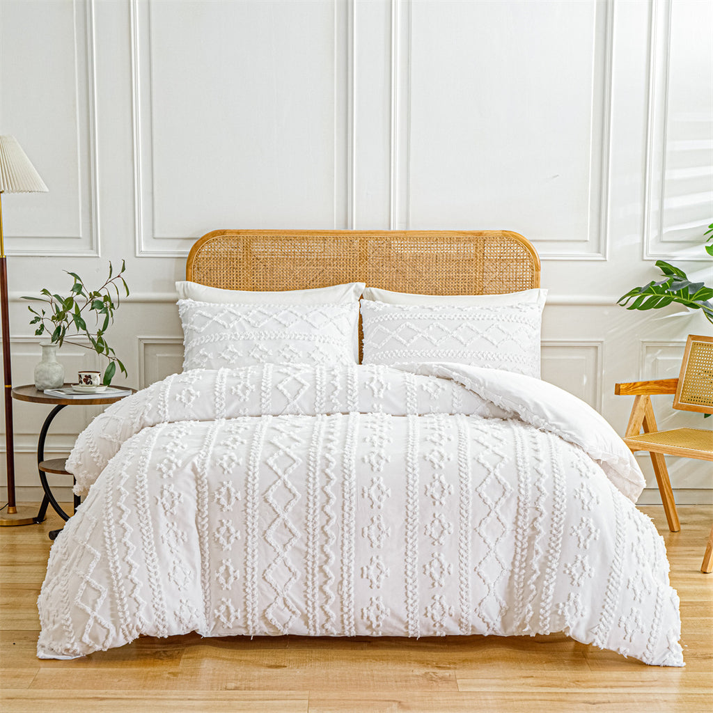 Ensemble de courtepointe unie tuftée à fleurs coupées, fournitures européennes et américaines