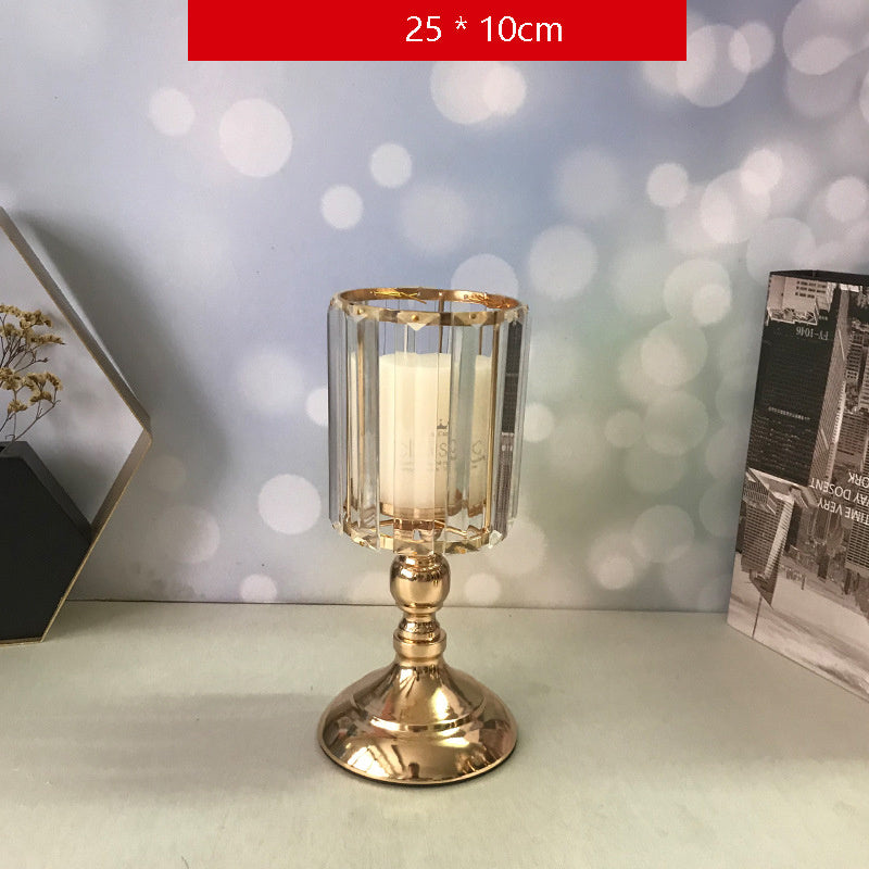 Crystal Candle Holder Creative Decoration Restaurant Metal Glass