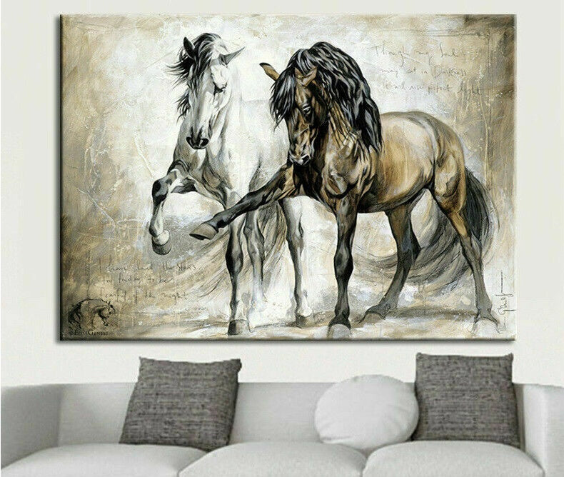 Tableau abstrait sur toile représentant un cheval, à accrocher chez soi.