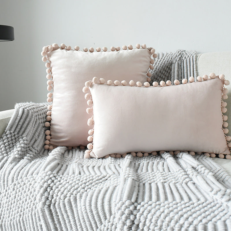 Fur ball velvet sofa cushion pillowcase