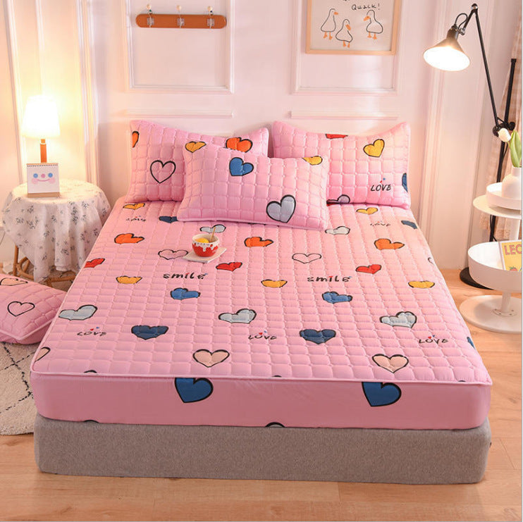 Drap-housse matelassé brossé style moderne, taie d'oreiller matelassée