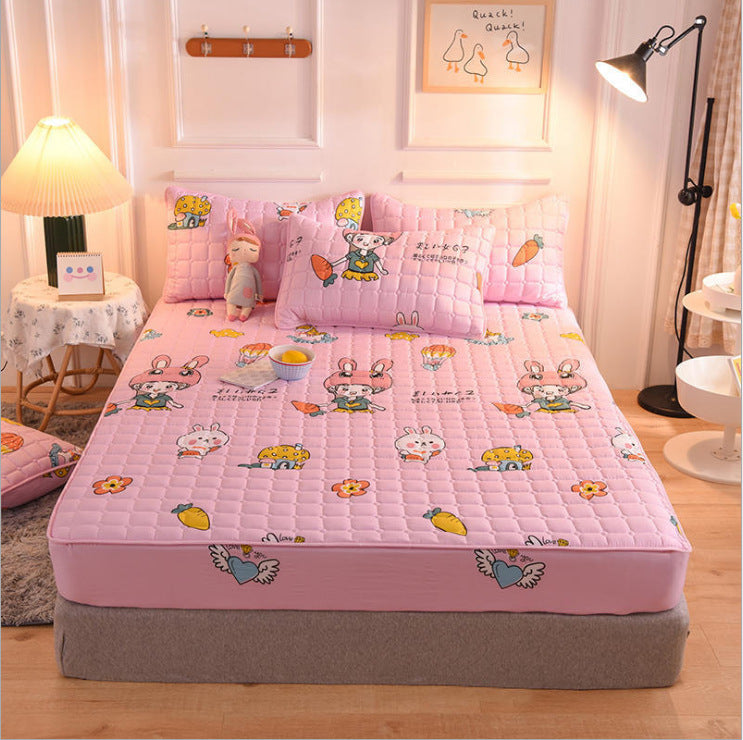 Drap-housse matelassé brossé style moderne, taie d'oreiller matelassée