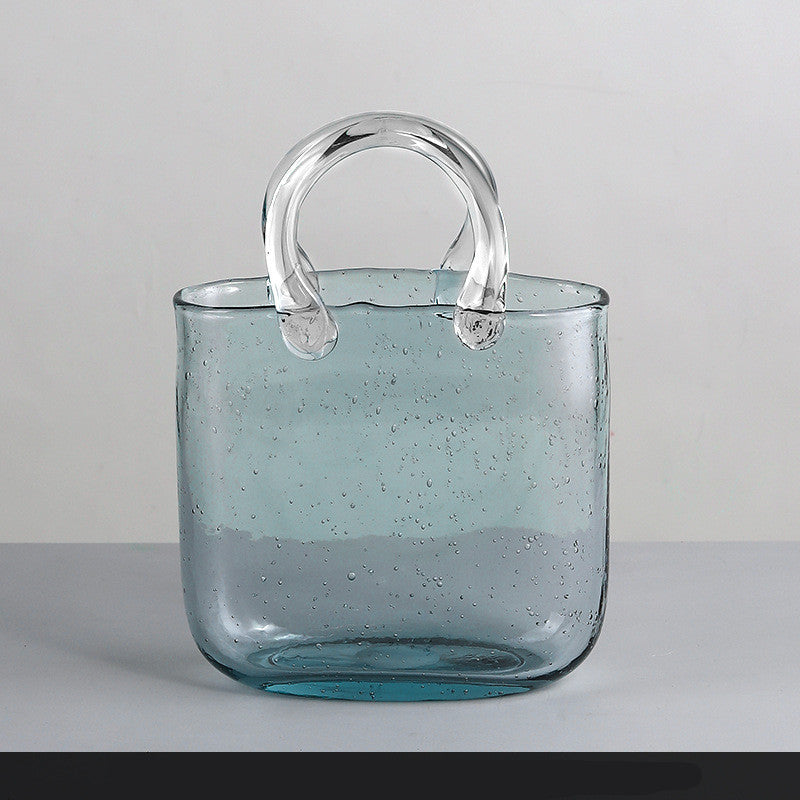 Nordic Living Room Transparent Glass Flower Arrangement Bag Vase Decoration