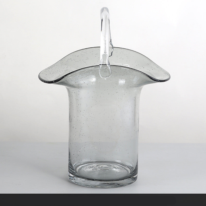 Nordic Living Room Transparent Glass Flower Arrangement Bag Vase Decoration