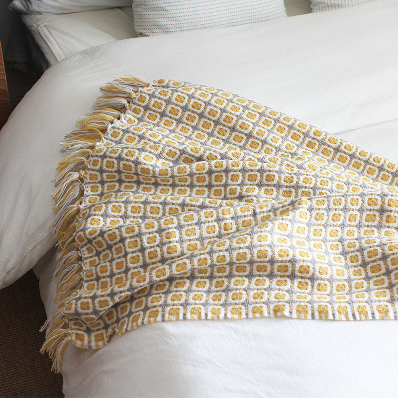 Pastoral Style Yellow Knitted Woolen Blanket - Firebrands