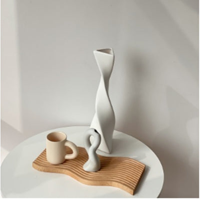 Nordic Minimalist Line White Ceramic Dried Flower Vase
