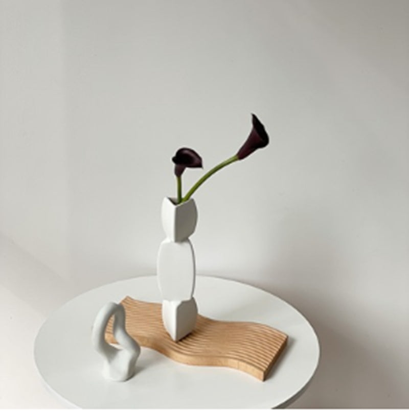 Nordic Minimalist Line White Ceramic Dried Flower Vase