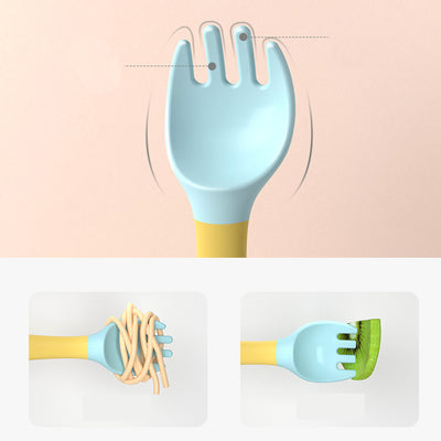 Silicone Spoon for Baby Utensils Set Auxiliary Food Toddler Learn To Eat Training Bendable Soft Fork Infant Children Tableware