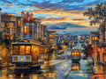 Pintura de Diamante 5D com Vista Noturna de uma Pequena Cidade, Repleta de Decoração com Diamantes.
