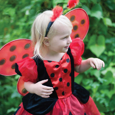 Seven Star Ladybug Wings Girl Children's Two-Piece Performance Costume Red Black Gold Powder Back Wing Performance Props