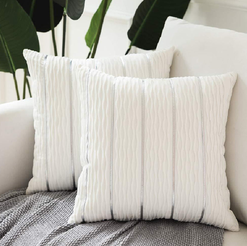 Housse de coussin simple et luxueuse en velours rayé, housse de coussin pour canapé, housse de coussin en flanelle de velours