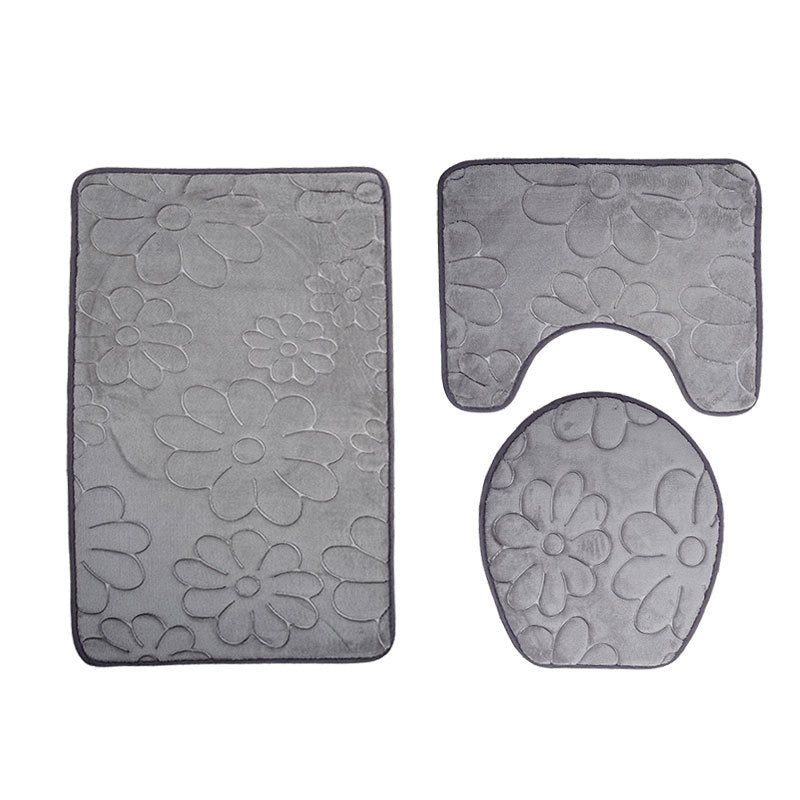 Ensemble de toilette trois pièces avec tapis de bain antidérapant