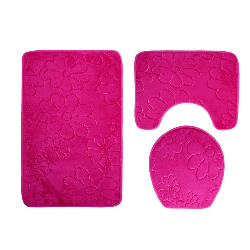 Ensemble de toilette trois pièces avec tapis de bain antidérapant