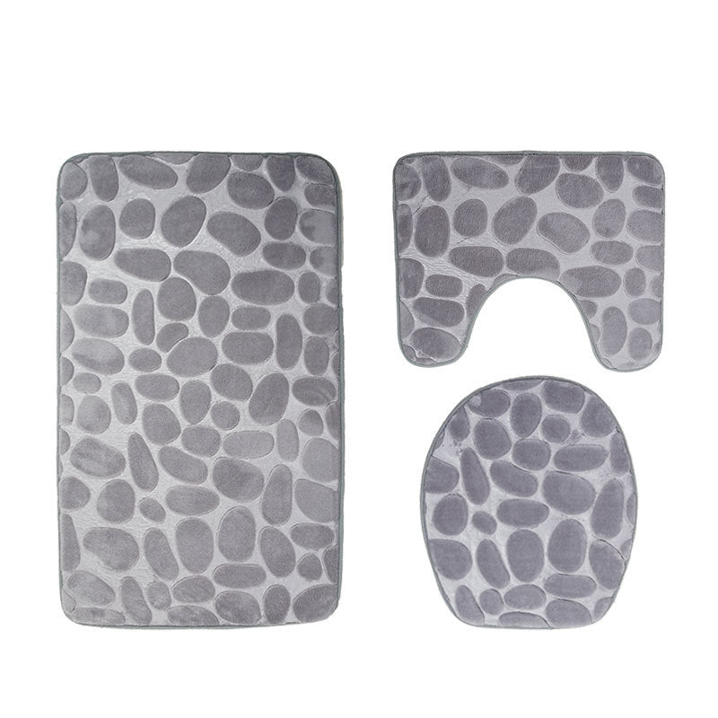 Ensemble de toilette trois pièces avec tapis de bain antidérapant