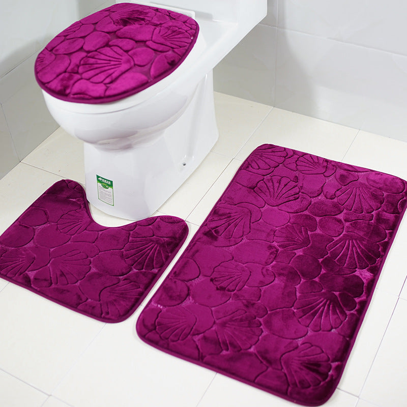 Ensemble de toilette trois pièces avec tapis de bain antidérapant
