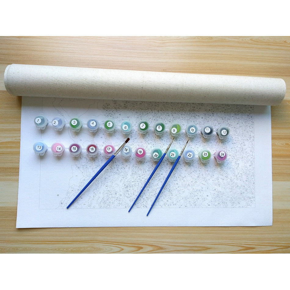 Pintura a óleo personalizada, pintura a óleo digital, paisagem com barco.