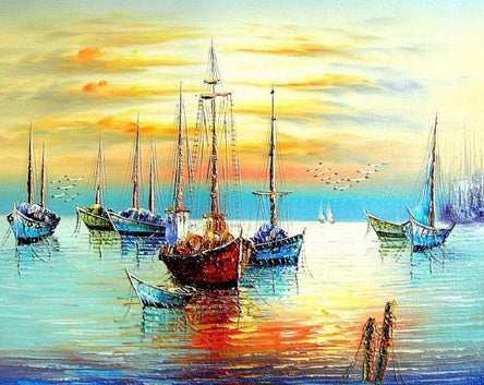 RUOPOTY Kit de pintura a óleo DIY com paisagem marítima, pintura acrílica por números, obra de arte DIY, pinturas em tela