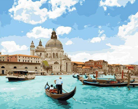 RUOPOTY Kit de pintura a óleo DIY com paisagem marítima, pintura acrílica por números, obra de arte DIY, pinturas em tela