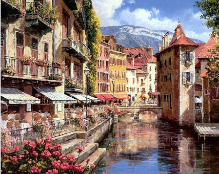 RUOPOTY Kit de pintura a óleo DIY com paisagem marítima, pintura acrílica por números, obra de arte DIY, pinturas em tela