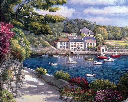 RUOPOTY Kit de pintura a óleo DIY com paisagem marítima, pintura acrílica por números, obra de arte DIY, pinturas em tela