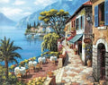 RUOPOTY Kit de pintura a óleo DIY com paisagem marítima, pintura acrílica por números, obra de arte DIY, pinturas em tela