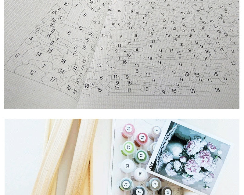 Color By Number Love Tree Landscape Modular Canvas Oil Painting