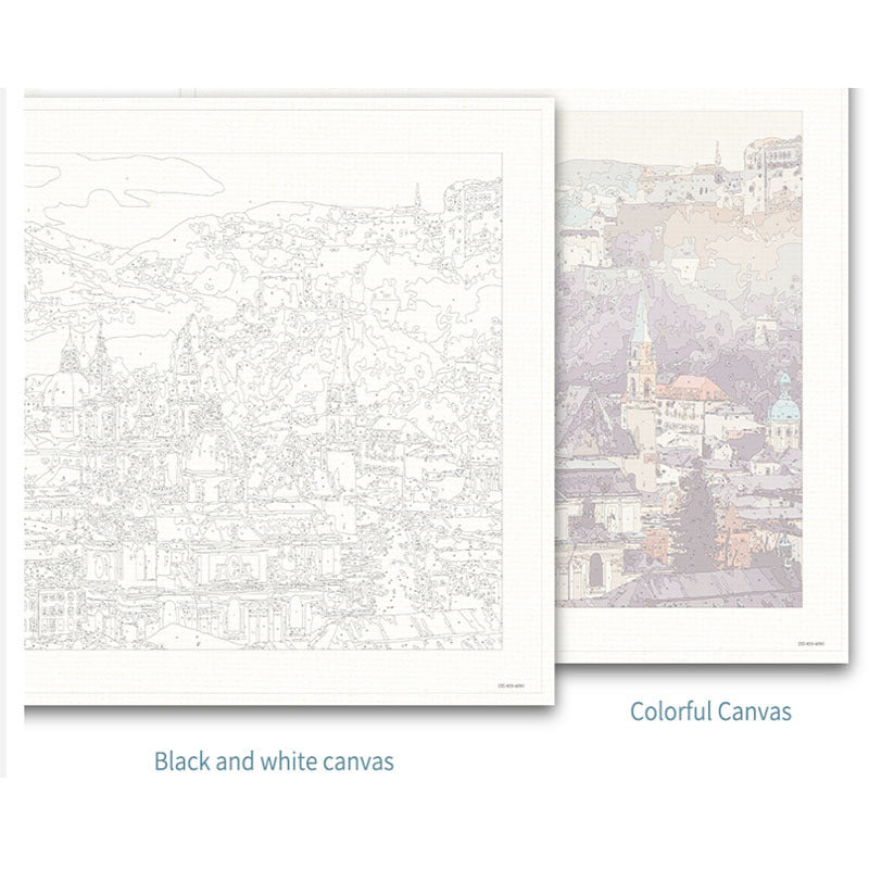 Peinture à l'huile modulaire sur toile à colorier par numéros représentant un paysage d'arbre d'amour