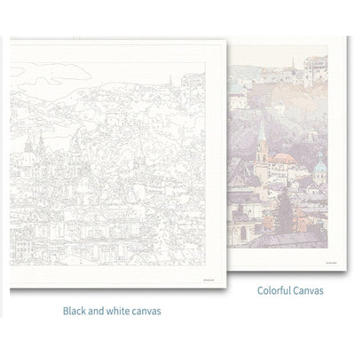 Color By Number Love Tree Landscape Modular Canvas Oil Painting