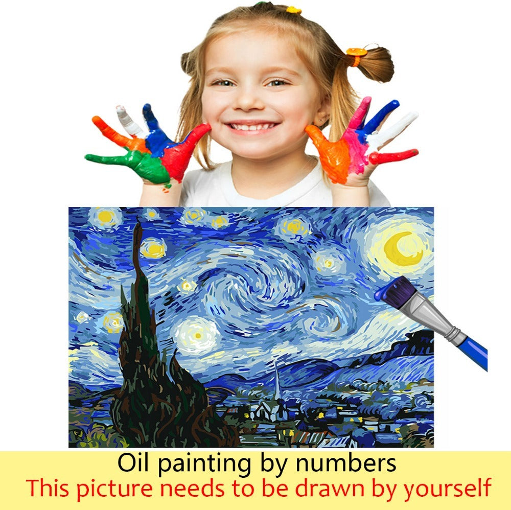 Ocean Landscape DIY Painting Picture By Number Draw Color Artwork Painting Children Canvas